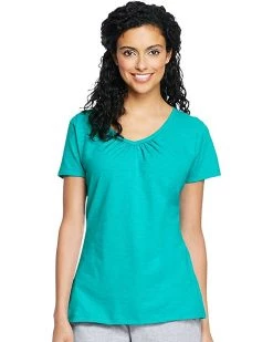 Hanes Women's Shirred V-Neck T-Shirt | Shirts & Tops -Kendra Scott Shop 61lOP8Mu7zL. AC SR736920