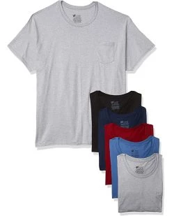 Hanes Men's Tagless Cotton Crew Undershirt with Pocket – Multiple Packs and Colors | Shirts & Tops