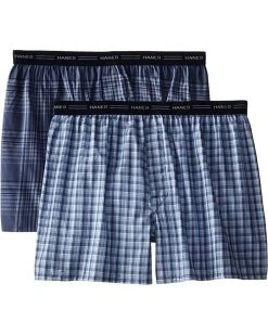 Hanes Men's 2-Pack Exposed Waistband Woven Boxers | Underwear