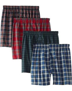 Hanes Men's 4-Pack FreshIQ Assorted Plaid Boxer with ComfortFlex Waistband | Underwear