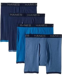 Hanes 4-Pack Core Cotton Platinum Ringer Boxer Brief | Underwear