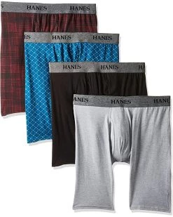 Hanes Men's 4-Pack Ultimate Stretch Long Leg Boxer Brief | Underwear